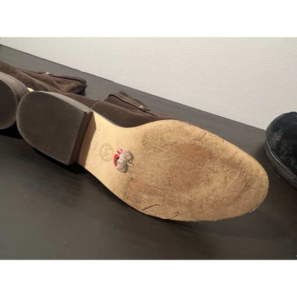 Michael Kors Women's US 10 Brown Suede Ankle Boots Booties Pull On Tassel Gold - Picture 4 of 6